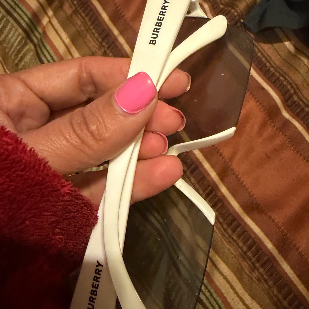 Burberry White Frame Sunglasses with Smoke Lenses